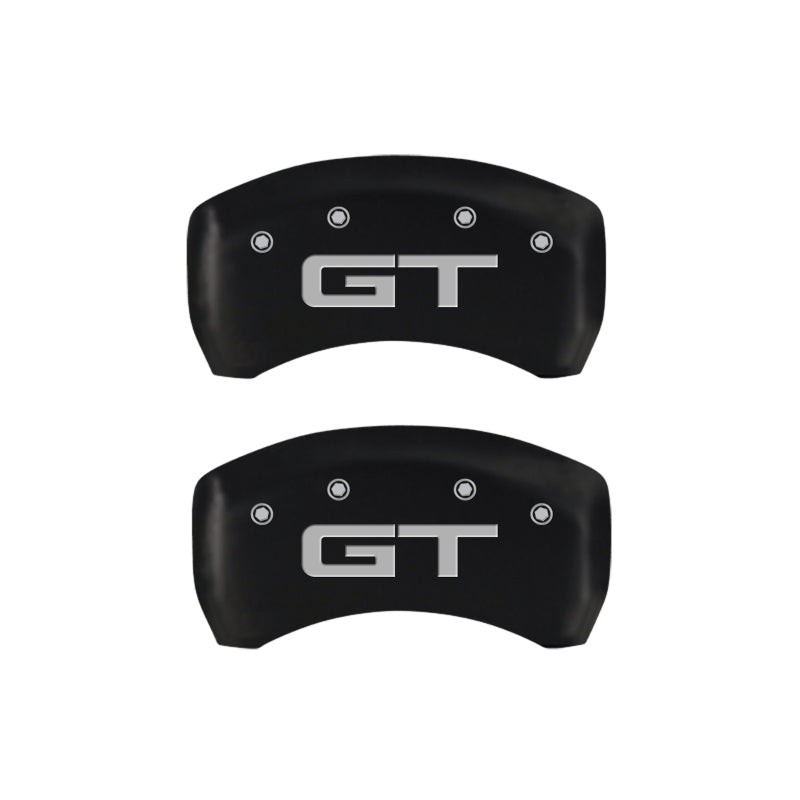 MGP 4 Caliper Covers Engraved Front 2015/Mustang Engraved Rear 2015/GT Red finish silver ch - Black Ops Auto Works