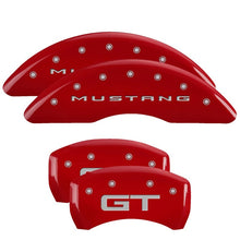 Load image into Gallery viewer, MGP 4 Caliper Covers Engraved Front 2015/Mustang Engraved Rear 2015/GT Red finish silver ch - Black Ops Auto Works