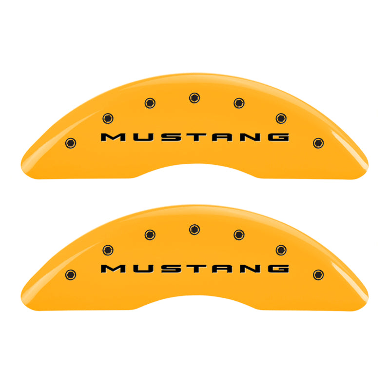 MGP 4 Caliper Covers Engraved Front 2015/Mustang Engraved Rear 2015/GT Yellow finish black ch - Black Ops Auto Works