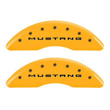 Load image into Gallery viewer, MGP 4 Caliper Covers Engraved Front 2015/Mustang Engraved Rear 2015/GT Yellow finish black ch - Black Ops Auto Works