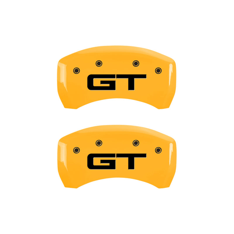 MGP 4 Caliper Covers Engraved Front 2015/Mustang Engraved Rear 2015/GT Yellow finish black ch - Black Ops Auto Works