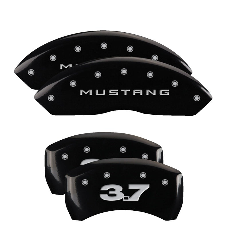 MGP 4 Caliper Covers Engraved Front 2015/Mustang Engraved Rear 2015/GT Yellow finish black ch - Black Ops Auto Works