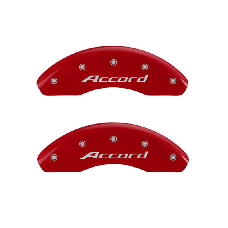 MGP 4 Caliper Covers Engraved Front Accord Engraved Rear Accord Red finish silver ch - Black Ops Auto Works