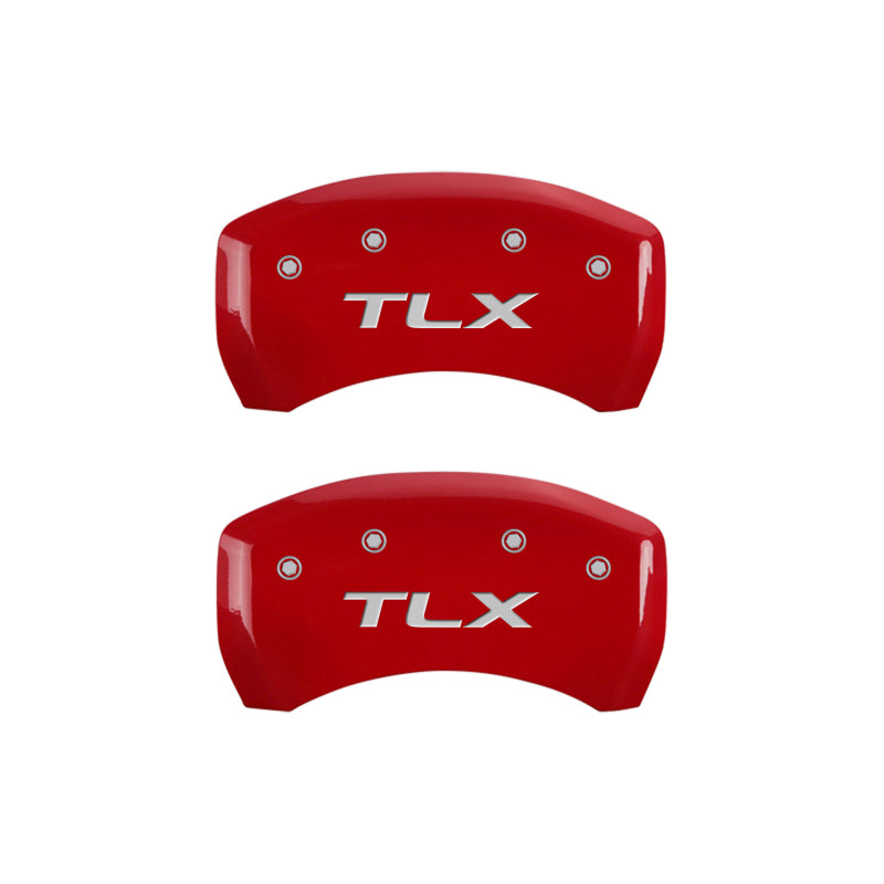 MGP 4 Caliper Covers Engraved Front Acura Engraved Rear TLX Red finish silver ch - Black Ops Auto Works