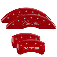 Load image into Gallery viewer, MGP 4 Caliper Covers Engraved Front Cadillac Engraved Rear XTS Red finish silver ch - Black Ops Auto Works
