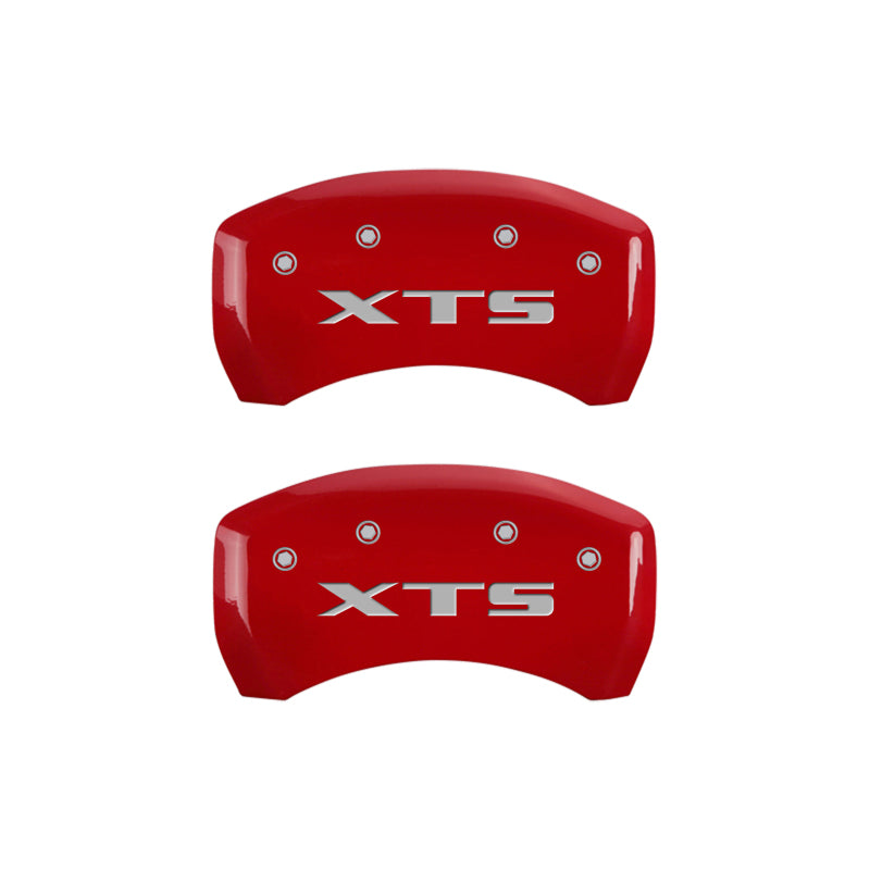 MGP 4 Caliper Covers Engraved Front Cadillac Engraved Rear XTS Red finish silver ch - Black Ops Auto Works