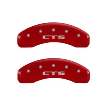 Load image into Gallery viewer, MGP 4 Caliper Covers Engraved Front Cursive/Cadillac Engraved Rear CTS Red finish silver ch - Black Ops Auto Works