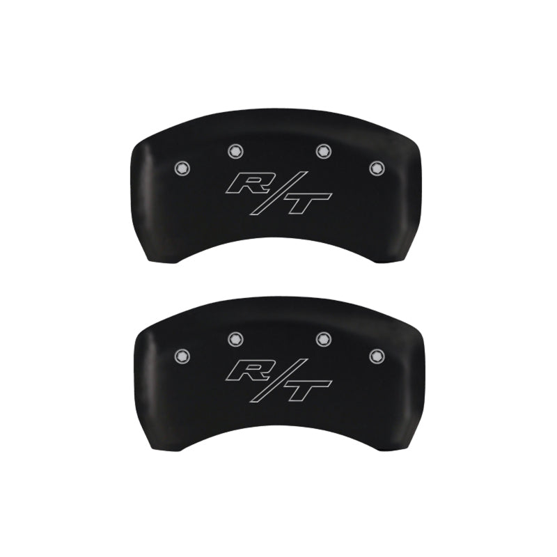 MGP 4 Caliper Covers Engraved Front Cursive/Challenger Engraved Rear RT Red finish silver ch - Black Ops Auto Works