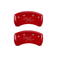 Load image into Gallery viewer, MGP 4 Caliper Covers Engraved Front Cursive/Challenger Engraved Rear RT Red finish silver ch - Black Ops Auto Works