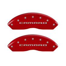 Load image into Gallery viewer, MGP 4 Caliper Covers Engraved Front Gen 5/Camaro Engraved Rear Gen 5/RS Red finish silver ch - Black Ops Auto Works