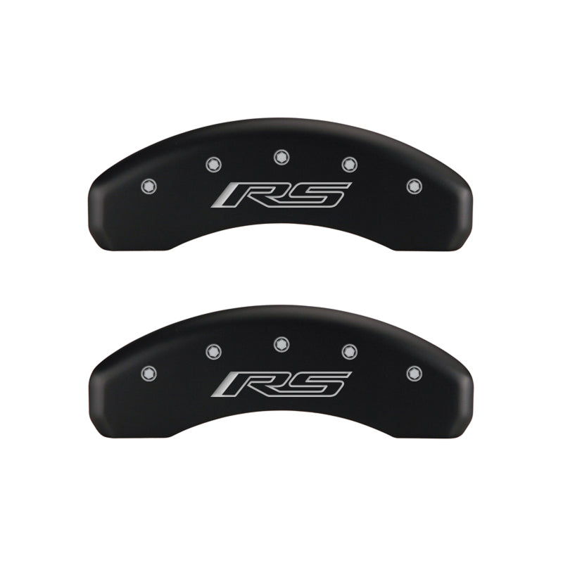 MGP 4 Caliper Covers Engraved Front Gen 5/Camaro Engraved Rear Gen 5/RS Red finish silver ch - Black Ops Auto Works