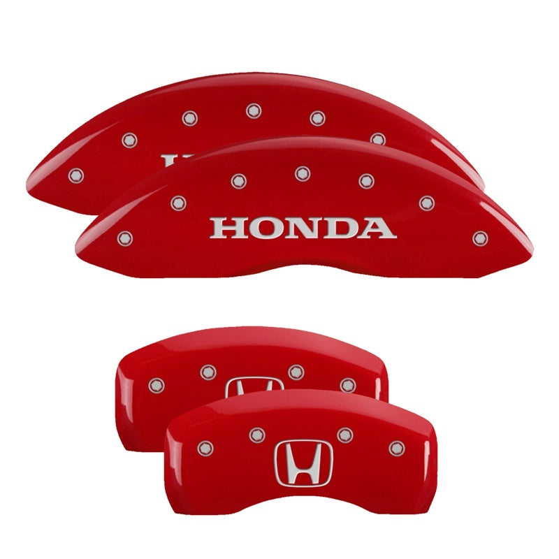 MGP 4 Caliper Covers Engraved Front Honda Engraved Rear H Logo Red finish silver ch - Black Ops Auto Works