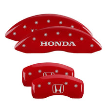 Load image into Gallery viewer, MGP 4 Caliper Covers Engraved Front Honda Engraved Rear H Logo Red finish silver ch - Black Ops Auto Works