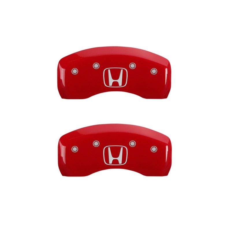 MGP 4 Caliper Covers Engraved Front Honda Engraved Rear H Logo Red finish silver ch - Black Ops Auto Works