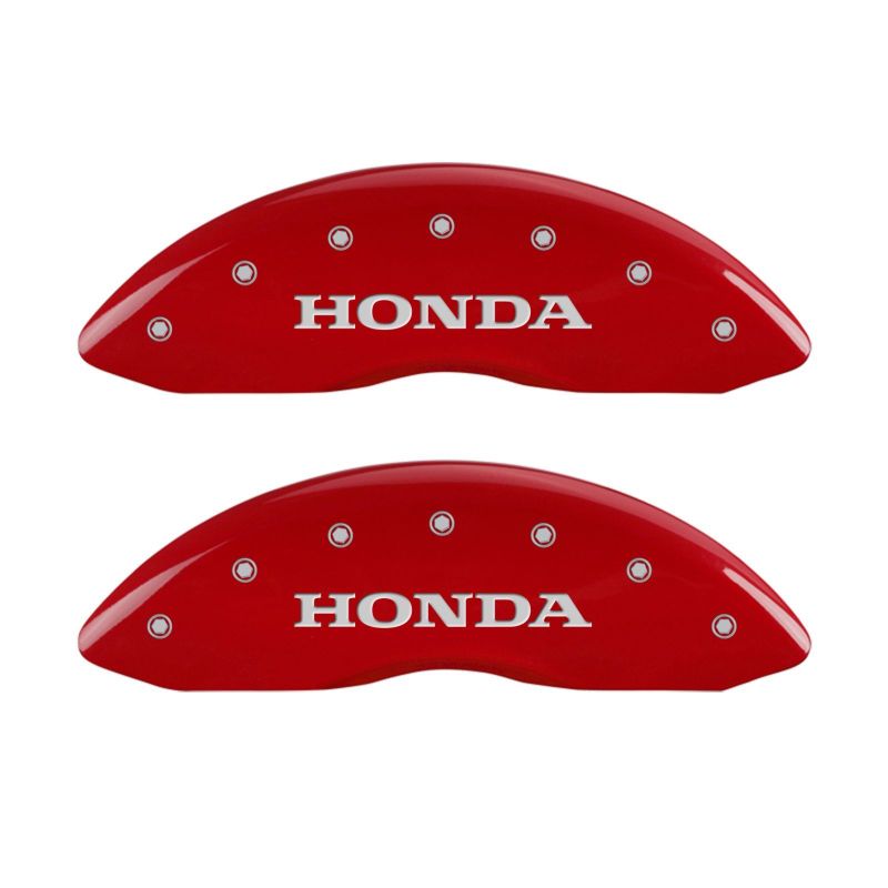 MGP 4 Caliper Covers Engraved Front Honda Engraved Rear H Logo Red finish silver ch - Black Ops Auto Works