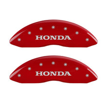 Load image into Gallery viewer, MGP 4 Caliper Covers Engraved Front Honda Engraved Rear H Logo Red finish silver ch - Black Ops Auto Works