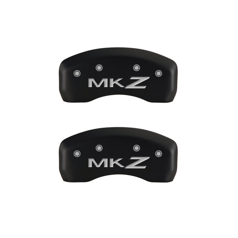 MGP 4 Caliper Covers Engraved Front Lincoln Engraved Rear MKZ Red finish silver ch - Black Ops Auto Works