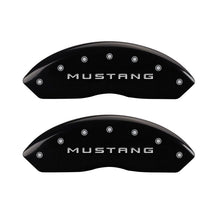 Load image into Gallery viewer, MGP 4 Caliper Covers Engraved Front Mustang Engraved Rear 50 Black finish silver ch - Black Ops Auto Works