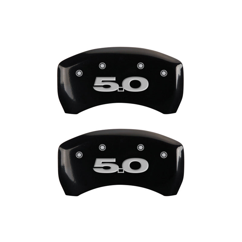 MGP 4 Caliper Covers Engraved Front Mustang Engraved Rear 50 Black finish silver ch - Black Ops Auto Works