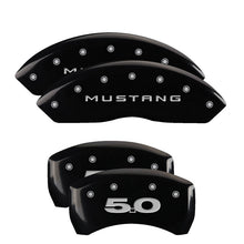Load image into Gallery viewer, MGP 4 Caliper Covers Engraved Front Mustang Engraved Rear 50 Black finish silver ch - Black Ops Auto Works