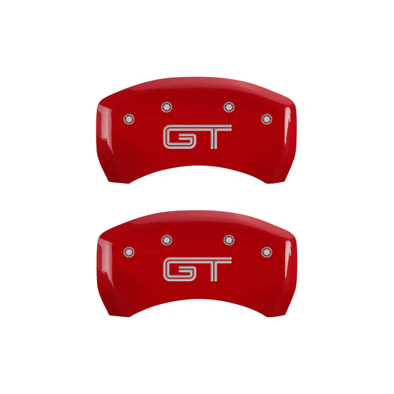 MGP 4 Caliper Covers Engraved Front Mustang Engraved Rear GT Red finish silver ch - Black Ops Auto Works