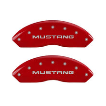 Load image into Gallery viewer, MGP 4 Caliper Covers Engraved Front Mustang Engraved Rear Pony Red finish silver ch - Black Ops Auto Works
