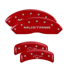 Load image into Gallery viewer, MGP 4 Caliper Covers Engraved Front Mustang Engraved Rear Pony Red finish silver ch - Black Ops Auto Works