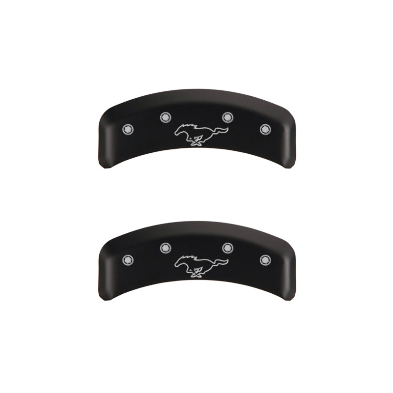 MGP 4 Caliper Covers Engraved Front Mustang Engraved Rear Pony Red finish silver ch - Black Ops Auto Works