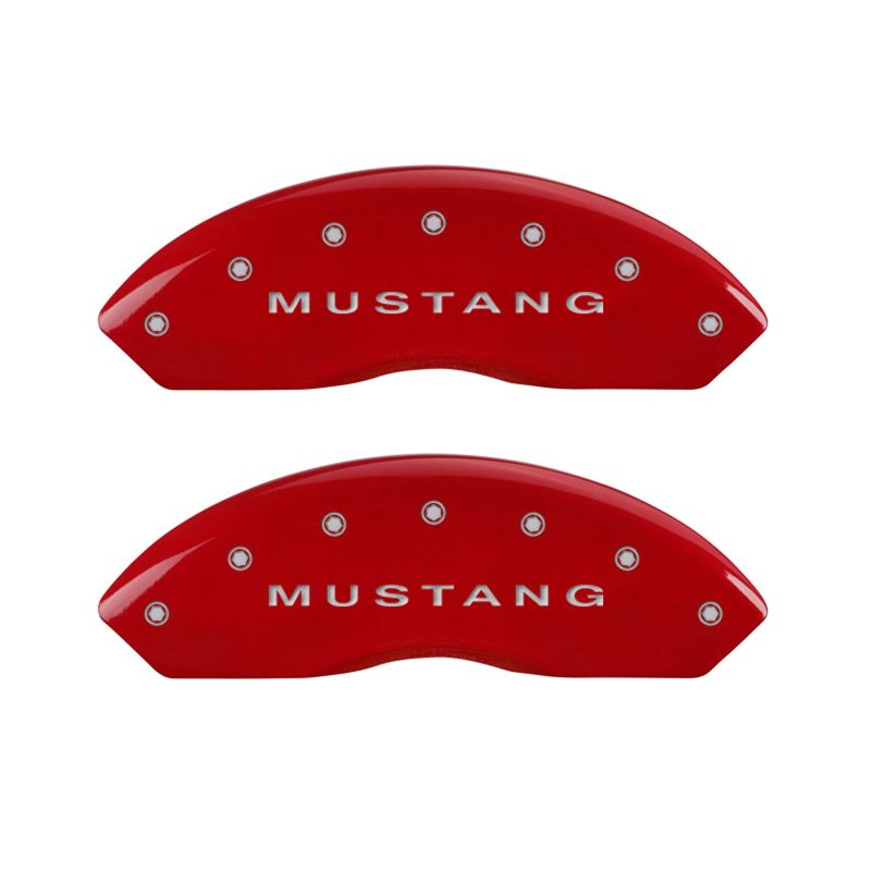 MGP 4 Caliper Covers Engraved Front Mustang Engraved Rear S197/Bar & Pony Red finish silver ch - Black Ops Auto Works