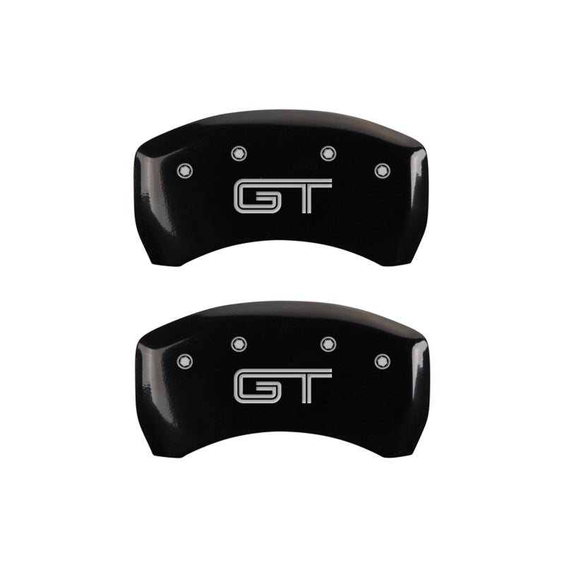 MGP 4 Caliper Covers Engraved Front Mustang Engraved Rear S197/GT Black finish silver ch - Black Ops Auto Works