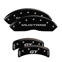 Load image into Gallery viewer, MGP 4 Caliper Covers Engraved Front Mustang Engraved Rear SN95/GT Black finish silver ch - Black Ops Auto Works