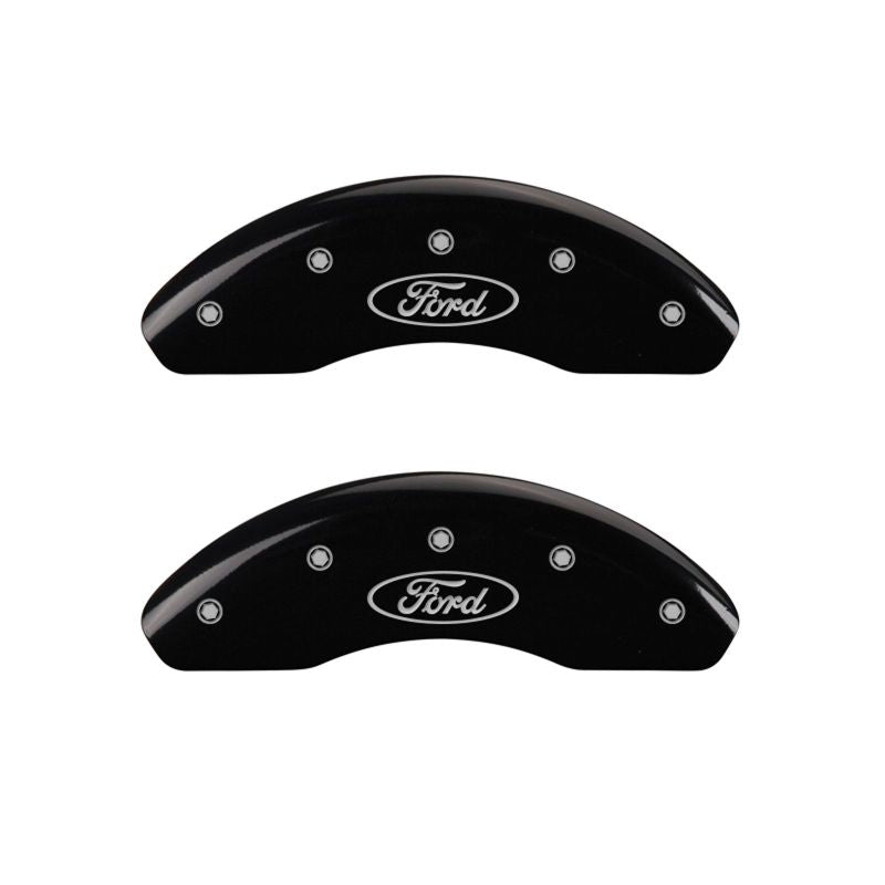 MGP 4 Caliper Covers Engraved Front Mustang Engraved Rear SN95/GT Black finish silver ch - Black Ops Auto Works