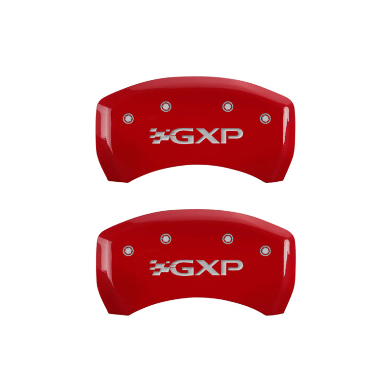 MGP 4 Caliper Covers Engraved Front Pontiac Engraved Rear GXP Red finish silver ch - Black Ops Auto Works