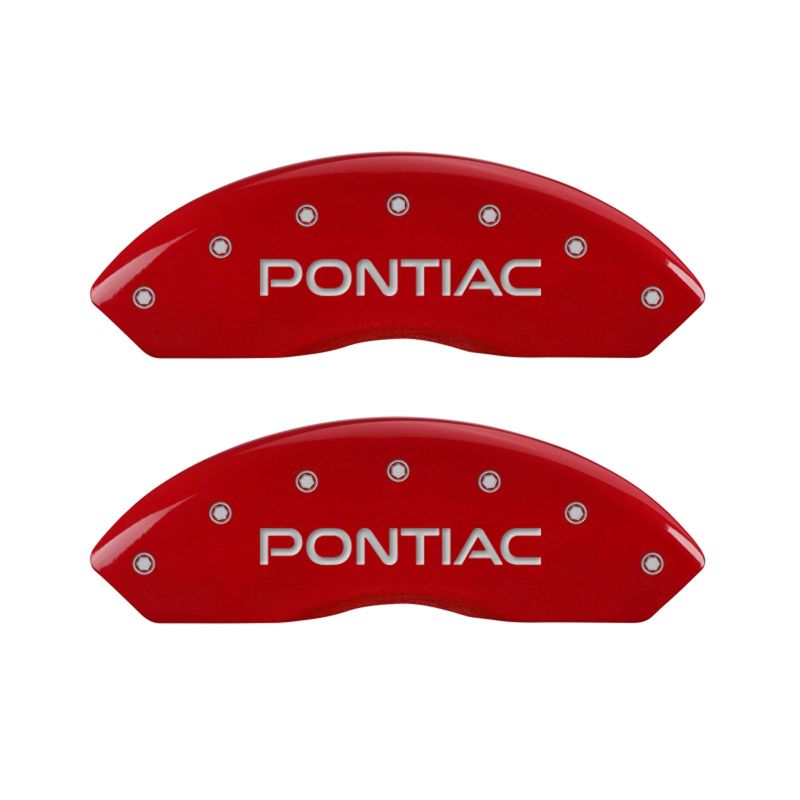MGP 4 Caliper Covers Engraved Front Pontiac Engraved Rear GXP Red finish silver ch - Black Ops Auto Works