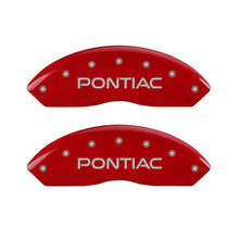 Load image into Gallery viewer, MGP 4 Caliper Covers Engraved Front Pontiac Engraved Rear GXP Red finish silver ch - Black Ops Auto Works