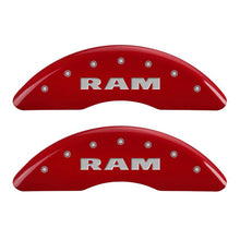 Load image into Gallery viewer, MGP 4 Caliper Covers Engraved Front RAM Engraved Rear RAMHEAD Red finish silver ch - Black Ops Auto Works