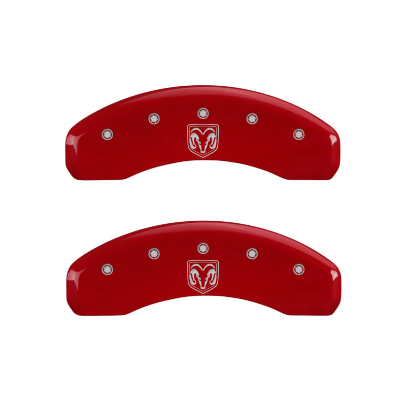 MGP 4 Caliper Covers Engraved Front RAM Engraved Rear RAMHEAD Red finish silver ch - Black Ops Auto Works