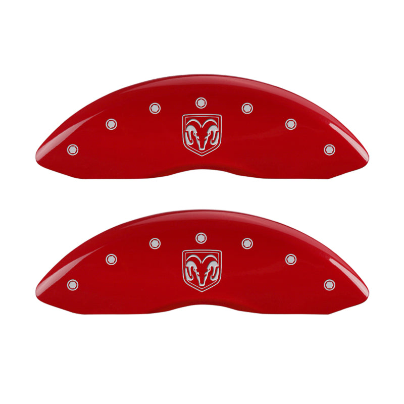 MGP 4 Caliper Covers Engraved Front RAM Engraved Rear RAMHEAD Red finish silver ch - Black Ops Auto Works