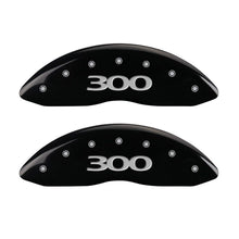 Load image into Gallery viewer, MGP 4 Caliper Covers Engraved Front &amp; Rear 300 Black finish silver ch - Black Ops Auto Works