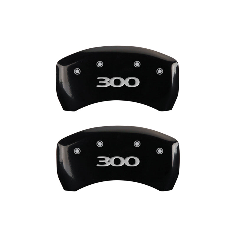 MGP 4 Caliper Covers Engraved Front & Rear 300 Black finish silver ch - Black Ops Auto Works