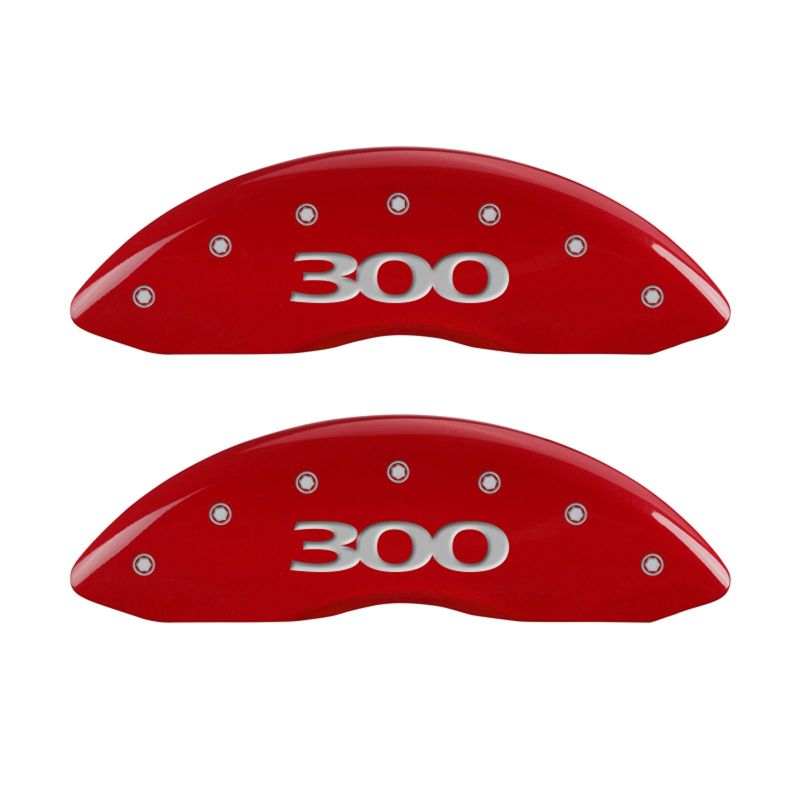 MGP 4 Caliper Covers Engraved Front & Rear 300 Red finish silver ch - Black Ops Auto Works