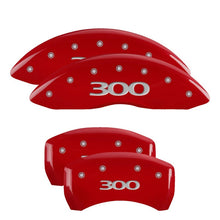 Load image into Gallery viewer, MGP 4 Caliper Covers Engraved Front &amp; Rear 300 Red finish silver ch - Black Ops Auto Works
