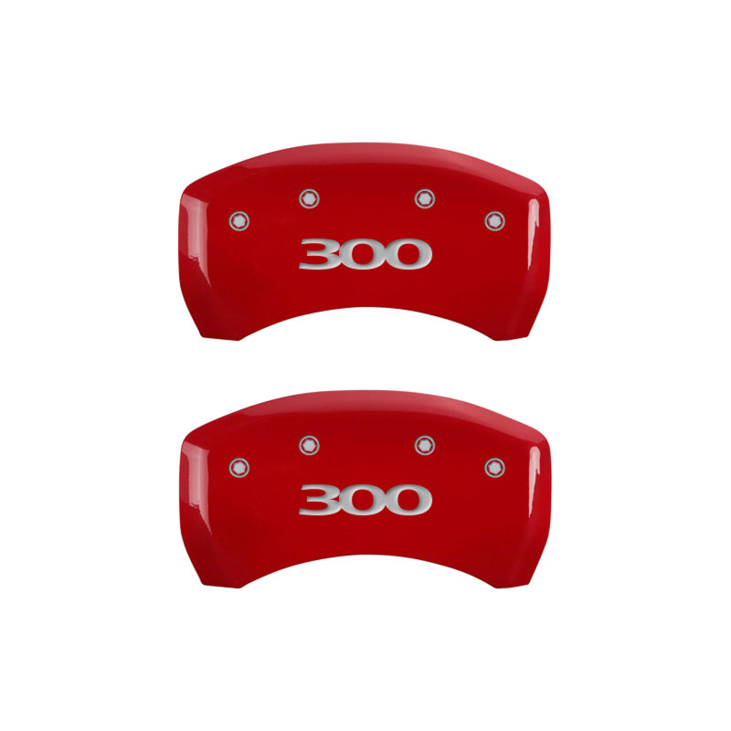 MGP 4 Caliper Covers Engraved Front & Rear 300 Red finish silver ch - Black Ops Auto Works