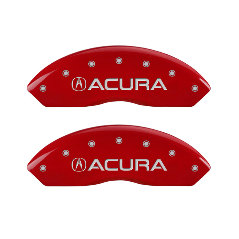 MGP 4 Caliper Covers Engraved Front & Rear Acura Red finish silver ch - Black Ops Auto Works