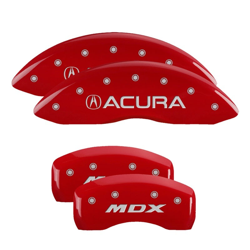 MGP 4 Caliper Covers Engraved Front & Rear Acura Red finish silver ch - Black Ops Auto Works