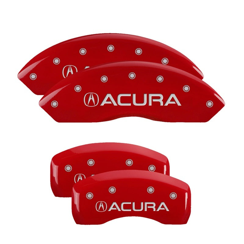 MGP 4 Caliper Covers Engraved Front & Rear Acura Red finish silver ch - Black Ops Auto Works