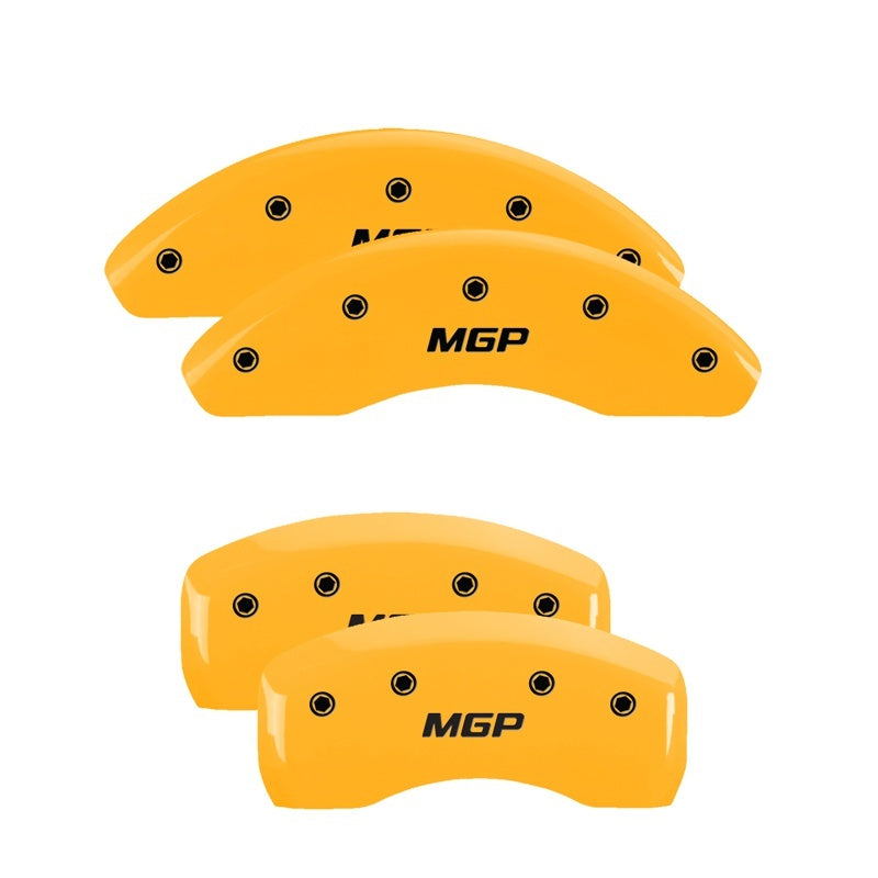 MGP 4 Caliper Covers Engraved Front & Rear Block/Challenger Red finish silver ch - Black Ops Auto Works