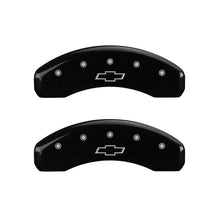 Load image into Gallery viewer, MGP 4 Caliper Covers Engraved Front &amp; Rear Bowtie Black finish silver ch - Black Ops Auto Works