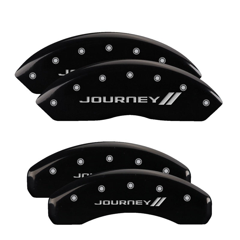 MGP 4 Caliper Covers Engraved Front & Rear Bowtie Black finish silver ch - Black Ops Auto Works
