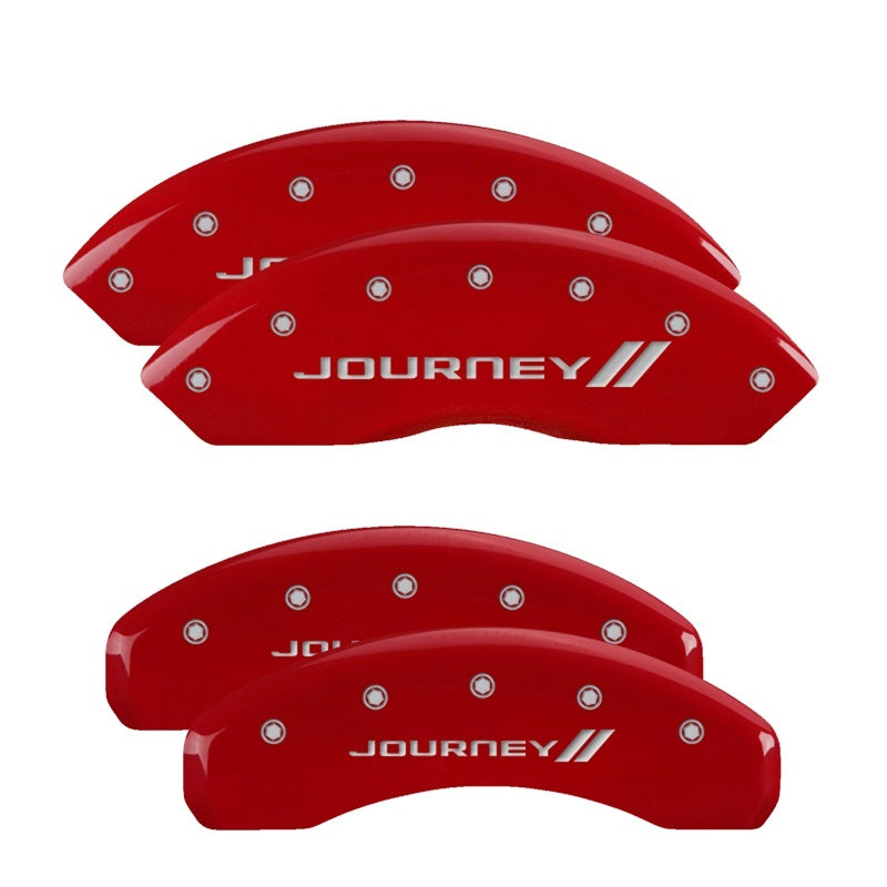 MGP 4 Caliper Covers Engraved Front & Rear Bowtie Red finish silver ch - Black Ops Auto Works